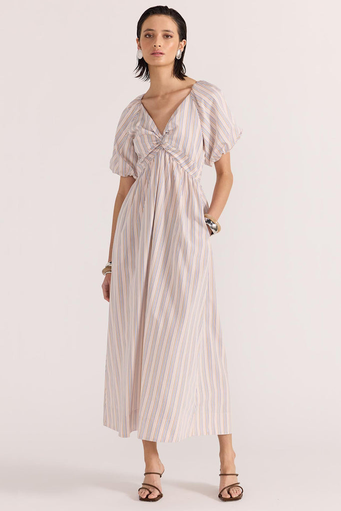 Toddler/Kid Girl Striped Twist-Front Dress with Tulle Skirt, Perfect for Summer Family Outings & Photos Khaki