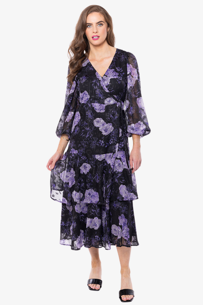 VIFALIA WRAP LS MIDI DRESS