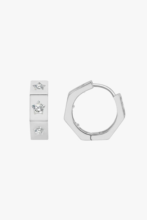 Whistledown Starburst Silver Hoop Earrings ACC Jewellery Silver Linings   