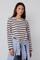 Tether Ecru Navy Stripe LS Boxy Tee