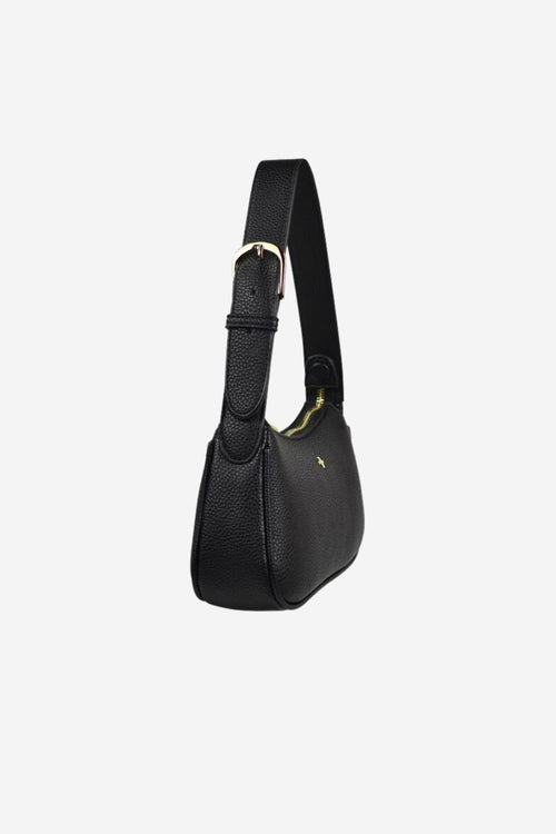 Gabi Black Vegan Leather Gold Hardware Shoulder Bag ACC Bags - All, incl Phone Bags Peta + Jain   