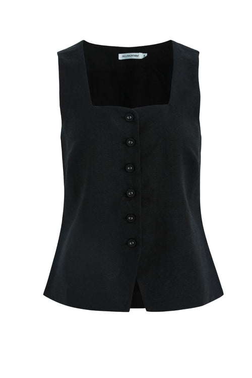 black linen vest