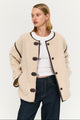 Pascal Beige Teddy Chocolate Trim Duffle Coat