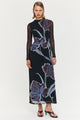 Stas Midnight Floral Black LS Mesh Maxi Dress