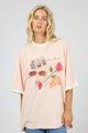 From France Pink Print Oversized Tee