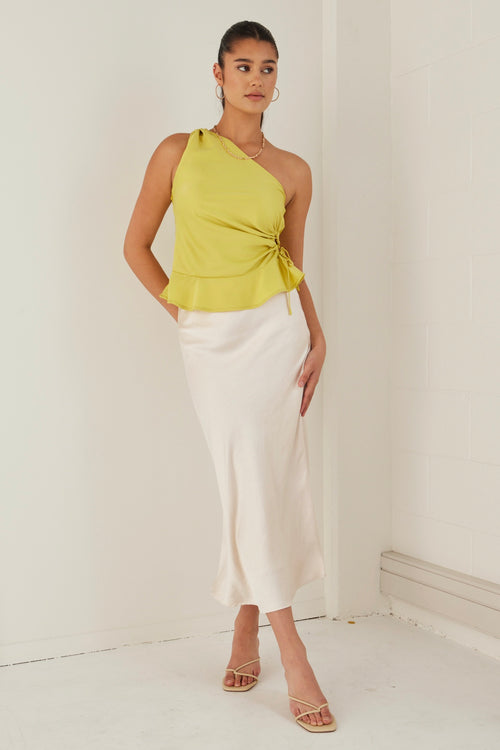 Fairytale Citron One Shoulder Cutout Top WW Top Among the Brave   