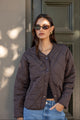Apex Chocolate Collarless Quilted Puffer Jacket