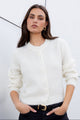 Highlight Ivory Mohair Blend Crewneck Cardigan