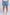 Woman wearing chambray denim shorts and white tank