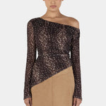 Paige Bambi Brown Asym Hem LS Top