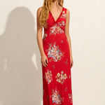 Yolanda Red Floral Maxi Dress