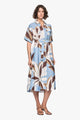 Maeve Blue Resort Print Short Sleeve Midi Shirt Dress
