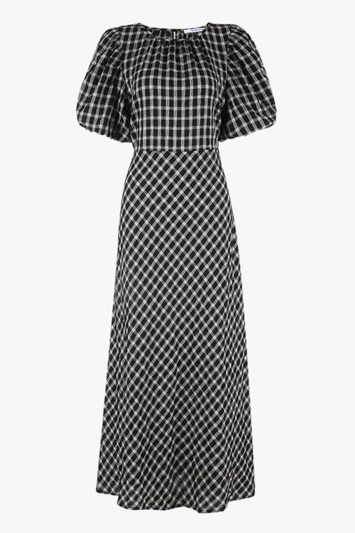 black and white check maxi dress