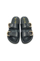 Cruise Black Leather Double Buckle Slide