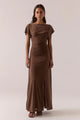 Miro Brownie Jersey Ruched Side SS Maxi Dress