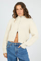 Leila Chalk Wool Blend Zip Thru Knit Jumper