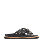 Mode Black Gold Stud Cross Over Slide