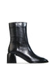 Charline Black Leather Mid Heel Boot