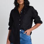 Optimum Black Linen Oversized Shirt