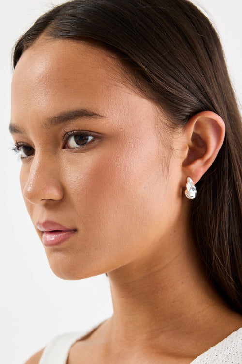 wavy organic silver earring