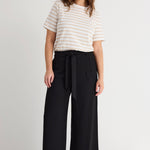 Sydney Black Crepe Wide Leg Tie Belt Pant