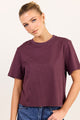 Suburb Eggplant Boxy Crop Tee