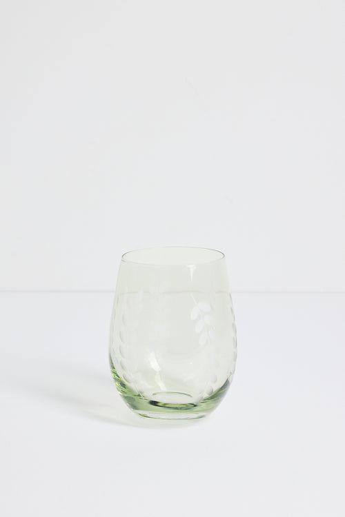 2 pack of olive green stemless wine glasses