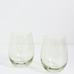2 pack of olive green stemless wine glasses
