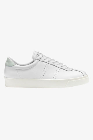 2854 White Ice Blue Trim Comfort Platform Leather Sneaker