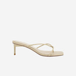 Chrissy Parchment Thin Strap Mule Heel ACC Shoes - Heels Solsana   