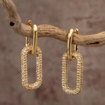 The Madison Gold Sparkle Rectangle Double Hoop Earring