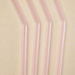 Pink Reuseable Pk 4 Glass Drinking Straws