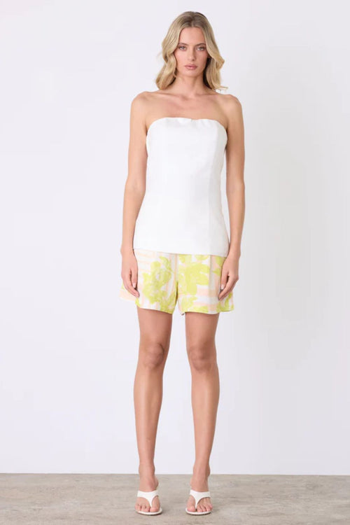 Marseille White Linen Bandeau Top