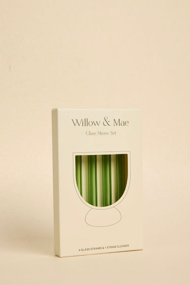 Green Cocktail Reuseable Pk 4 Glass Drinking Straws