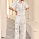 Model wearing Parasol White Lace Pant