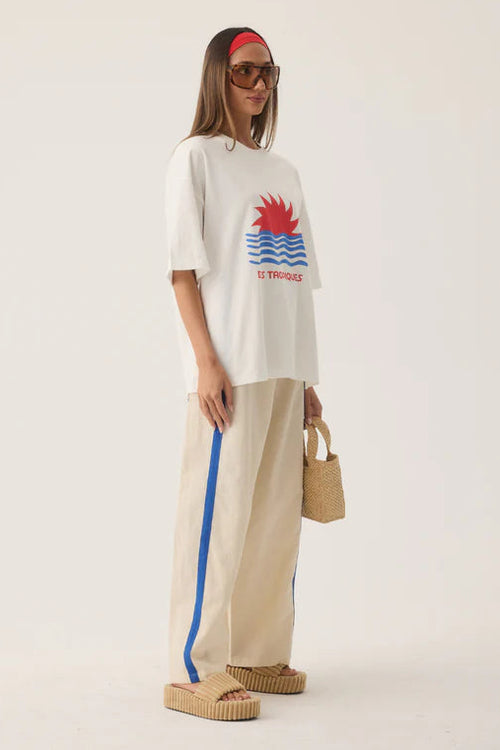 Woman wearing Tropiques Oversized Tee Warm White