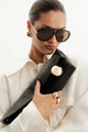 Danielle Black Gold Hardware Clutch