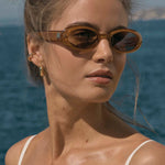 Work It Dark Gold Pearl Round Sunglasses