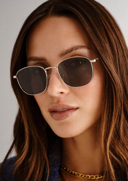 Neptune Deux Gold Round Metal Sunglasses