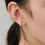 Lines Square Silver Huggies Earrings ACC Jewellery Sophie   