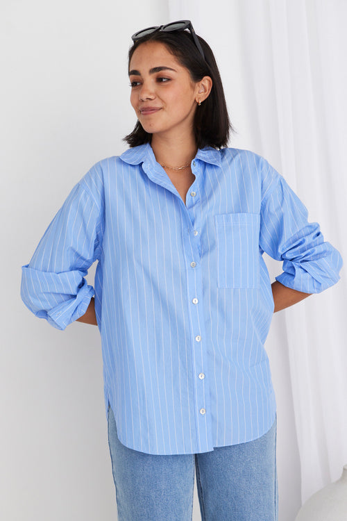 You Got This Light Blue Stripe Oversized Shirt WW Shirt Stories be Told   