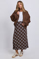 Edison Chocolate Check Bias Midi Skirt
