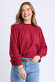Whitney Rhubarb Red Shirred LS Top