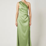 Ariel Light Basil One Shoulder Midi Dress