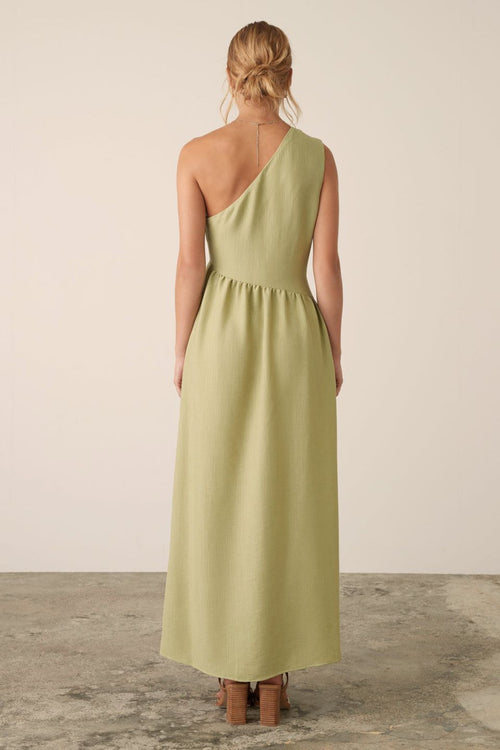 Palazzo Pistachio One Shoulder Midi Dress WW Dress Esmaee   