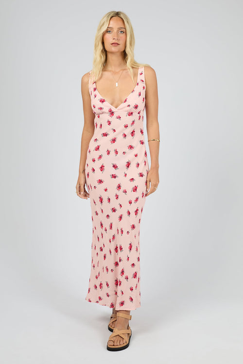 Scarlett Blush Floral Strappy V Neck Maxi Dress