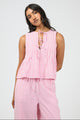 Franca Pink Stripe Front Tie Sleeveless Top