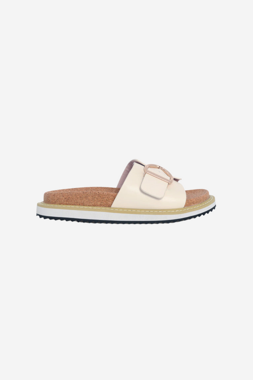 Nellie Cream Buckle Slide ACC Shoes - Slides, Sandals Nude   