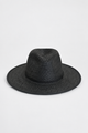 Becky Black Raffia Braid Ribbon Trim Panama Hat