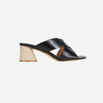 Petora Black Cross Leather Mule ACC Shoes - Heels EOS   